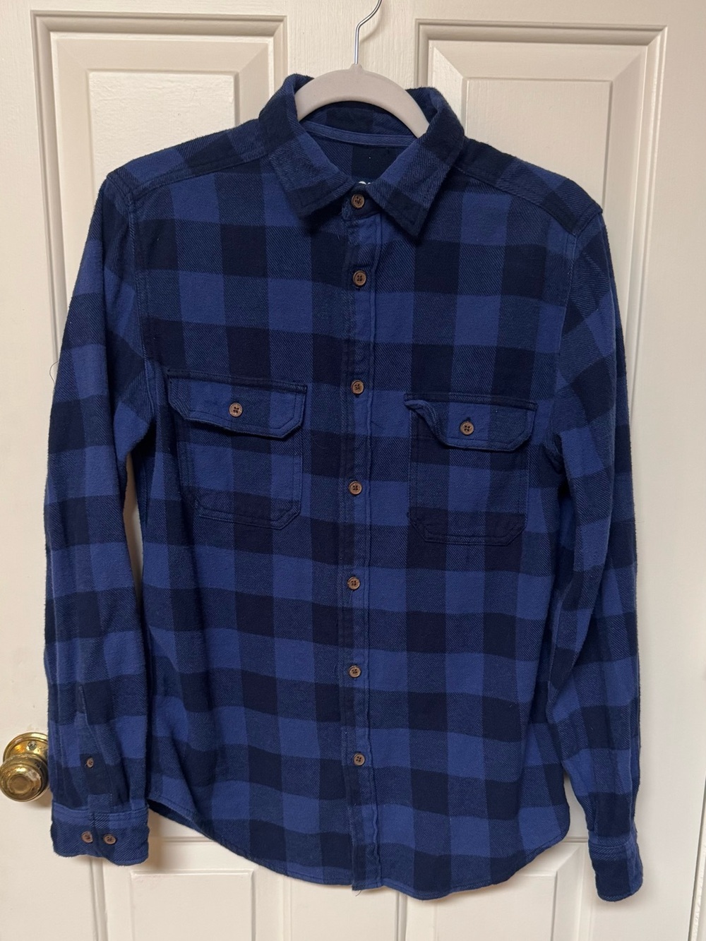 Blue Buffalo Check Flannel Plaid Long-Sleeve Men’s Shirt